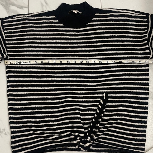 LOFT Mock Neck Turtleneck Front Tie Sweater Wool Blend Drop Shoulder Roomy SZ M - Picture 4 of 11